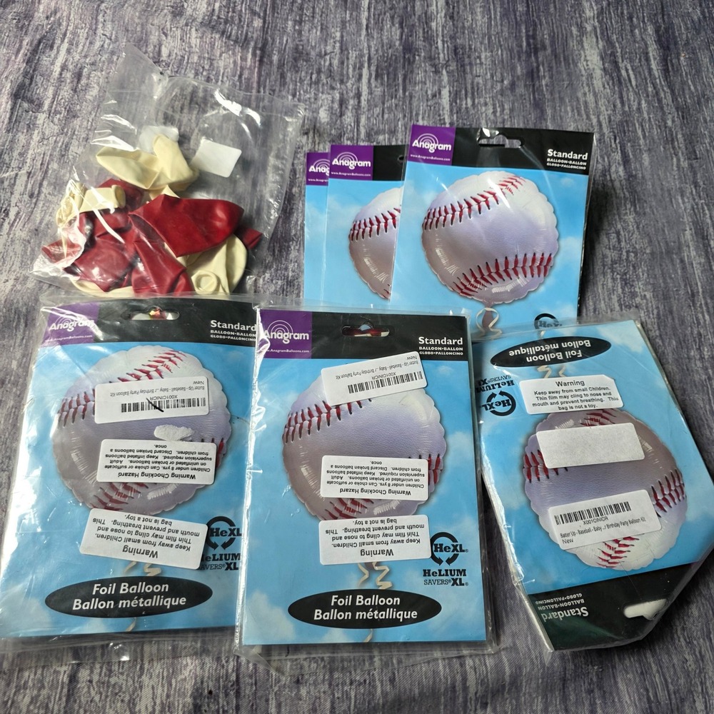 Anagram Baseball Foil‎ Balloons & Red White Latex Balloons Party Decorations